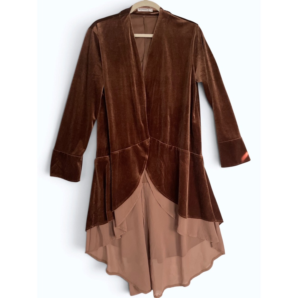 Whimsigoth Velvet & Chiffon Waterfall Duster Cardigan Witchy Boho Fairycore L